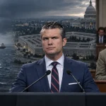 ABD Savunma Bakanı Pete Hegseth Pentagon’un önünde görülürken, Thomas Massie Temsilciler Meclisinde azil tasarısını okuyor; bir Amerikan savaş gemisi de petrol tankerinin yakınında ilerliyor.