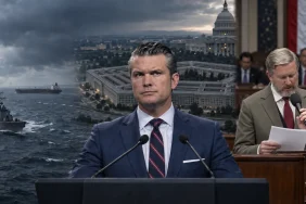 ABD Savunma Bakanı Pete Hegseth Pentagon’un önünde görülürken, Thomas Massie Temsilciler Meclisinde azil tasarısını okuyor; bir Amerikan savaş gemisi de petrol tankerinin yakınında ilerliyor.