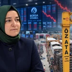 Türkiye’deki yatırım fonu krizine ilişkin haberde, Fatma Betül Sayan Kaya’nın portresi ile düşüş grafikleri görülen Borsa İstanbul ekranları ve Özata Tersanesi’nin birlikte yer aldığı temsili görsel.